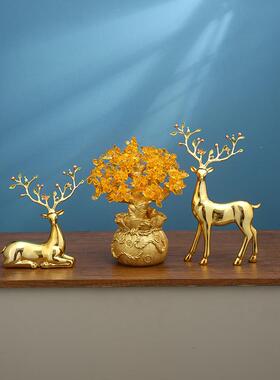 财鹿流沙画沙漏办摆件奢高档家居客厅酒柜电016视轻柜公室招桌装