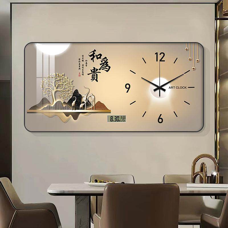 f2025新款万年历餐厅装饰画现代轻奢无品牌/h钟表家挂钟客厅用Z电