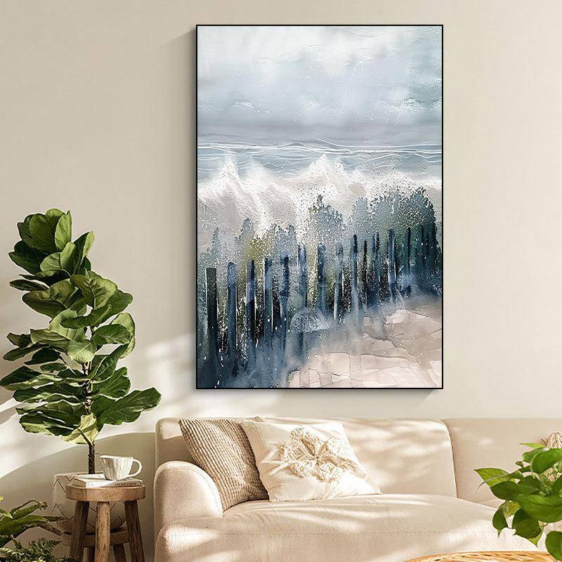 纯绘大幅海浪油画景沙发背客厅卧SH100室画玄关餐厅装饰手画肌挂