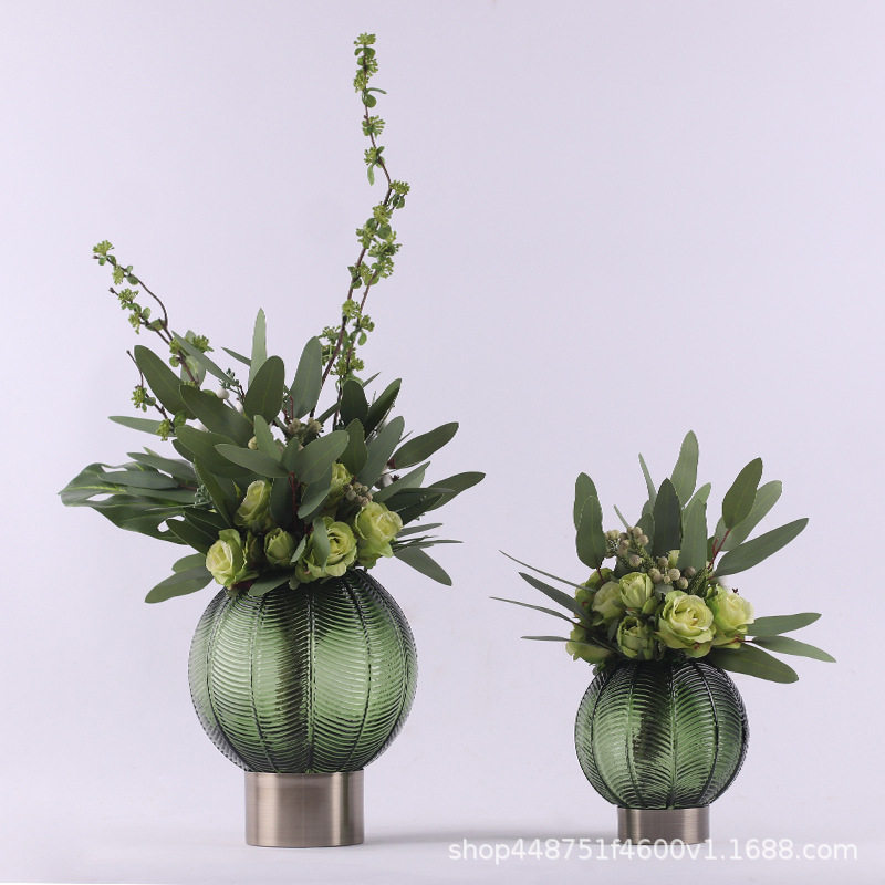 现代轻奢玻璃花器工艺品简约