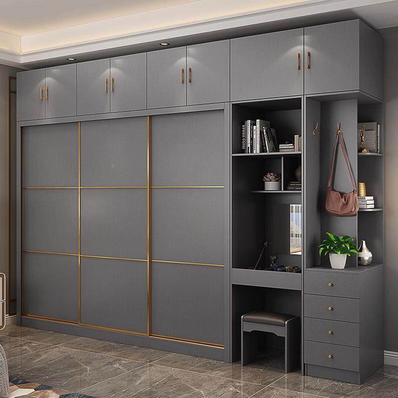 实木生态板户高新档推拉GMK衣柜家用卧室简约现代中式一体门小型