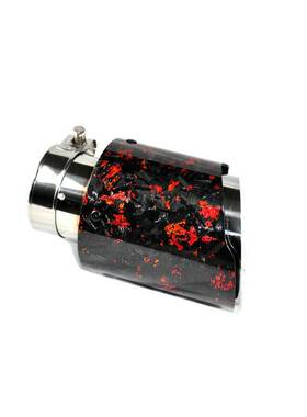 汽车改装尾嘴单出直边红色点缀锻造纹通用不锈钢排气管尾嘴尾喉