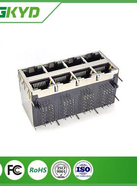 X4SMAb多端口带弹片以太网rj45连接器LEID120PNpc插孔