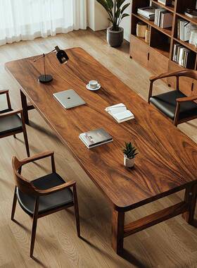 美南胡桃木中实木书桌椅原木国学桌55774书房书法桌工作式学台习