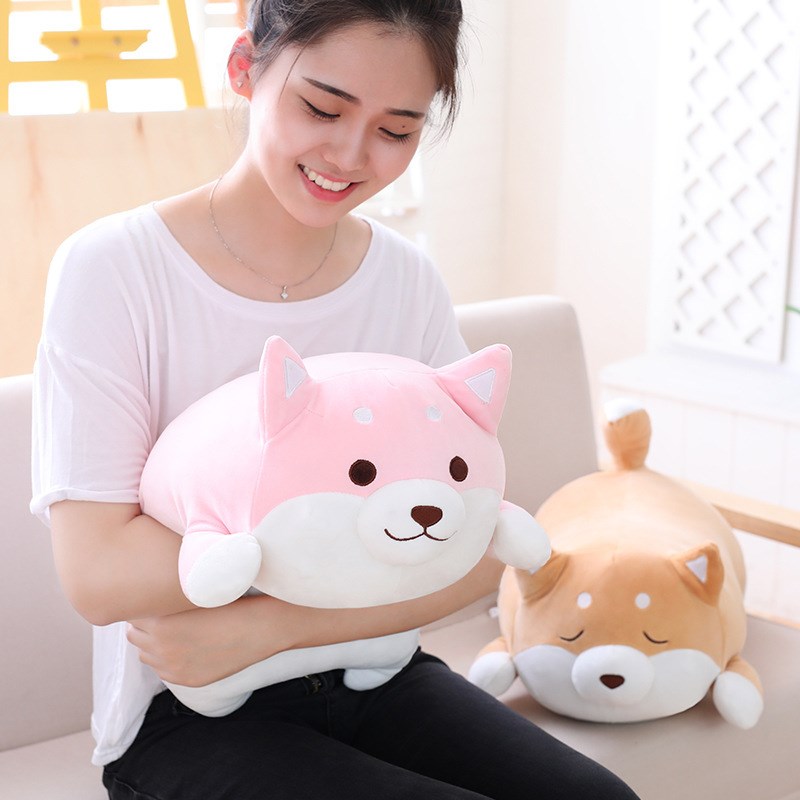速发软体趴犬毛绒胖具趴趴狗抱枕羽绒棉弹力柴姿玩秋田犬狗
