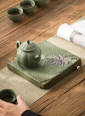 速发迷你家用干泡小号茶盘一壶一杯简约茶托禅意陶瓷茶台盘壶承储