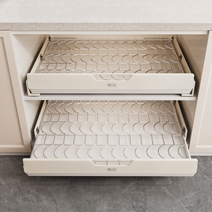 速发不锈钢碗收柜纳架橱碟内拉篮抽屉式置物架厨房抽拉碗盘沥