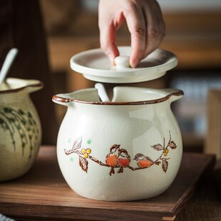 速发猪辣罐陶瓷耐高温级家用油椒油罐带盖大子罐号盐罐调料盒餐具