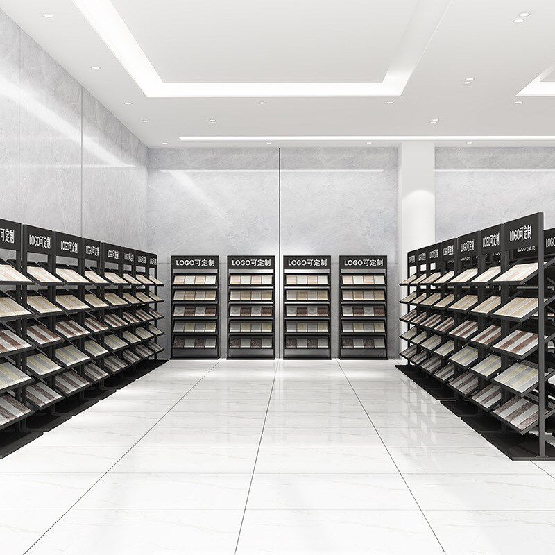 速发瓷砖样品砖架玻璃样摆放橱柜立式架石英地展铝扣板石材落地展