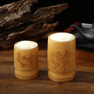 速发家用老式楠竹竹米斗量米筒量米杯勺舀桶杯制升量米器竹子米米