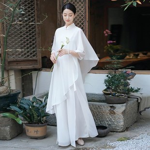 速发茶服中系禅仙气道服居士服风意佛国装素衣套装白色修行禅服