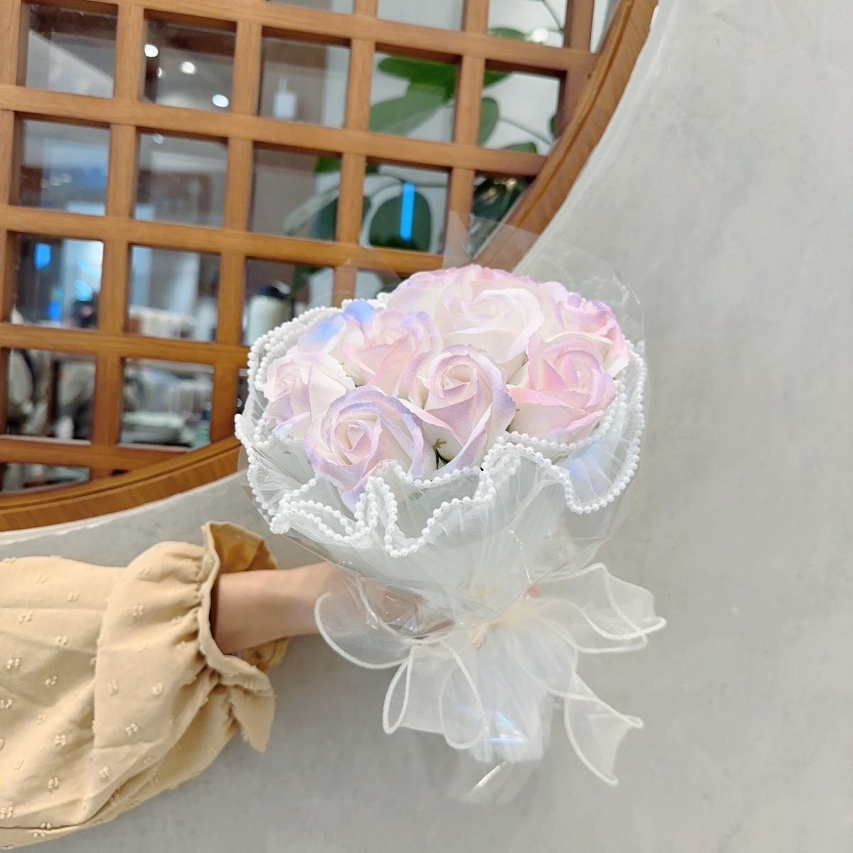 520情人节成品碎冰蓝仿真玫瑰花束礼物生日送闺蜜男友小众精致
