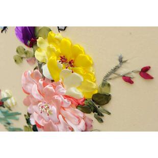 新款手工丝带绣花开富贵春满人间客厅走廊大幅挂画中国风牡丹花卉