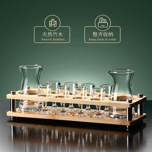 玻璃小号中式 分酒器白酒杯杯架套装 一口杯家用子弹杯酒Z盅送礼酒