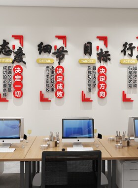 公司墙面装饰励志标语贴设计氛围布置G办公室团队会议企业文化背