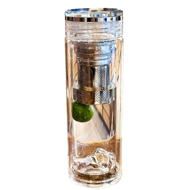 水杯2024男士观山杯高s硼硅双层玻璃杯耐高温茶水分离家用泡茶杯