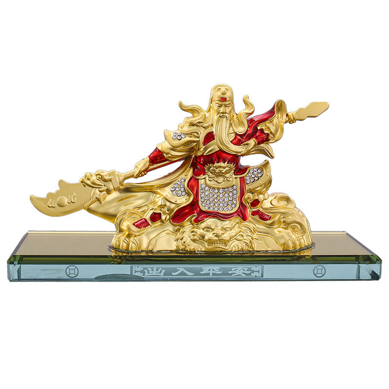 大号合金关公高档汽车q香水座摆件传统车载战神彩绘武财神关帝装