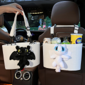 汽车座椅背收纳袋女多功能卡通创C意可爱车载纸巾盒水杯架座收纳