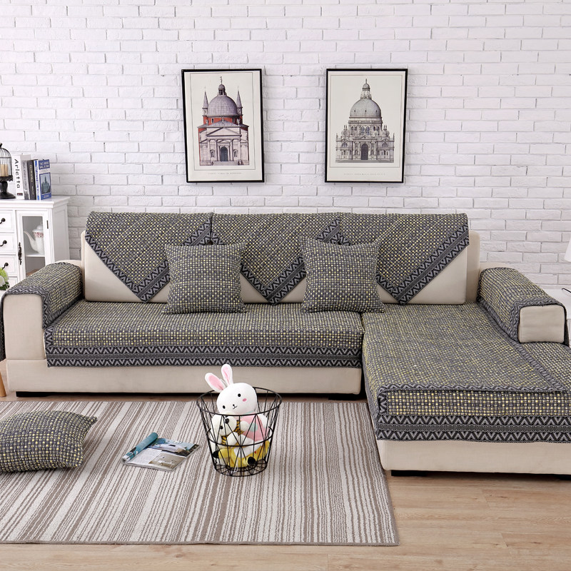 全棉麻简约中式防滑实木沙发垫夏季沙发巾L套罩坐垫布艺全包盖定,居家布艺,沙发垫,淘宝优惠券,粉丝福利购,淘宝优惠卷