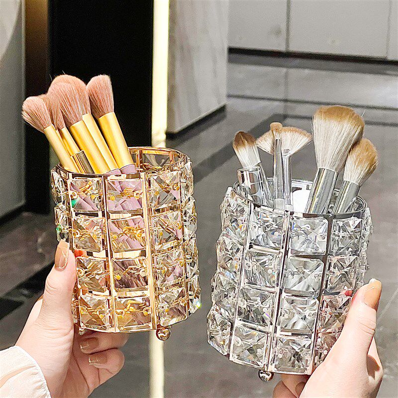收纳玻璃笔筒桌面l化妆台眉笔彩妆大容量水晶化妆刷收纳筒刷具收,收纳整理,化妆刷收纳盒/桶,淘宝优惠券,粉丝福利购,淘宝优惠卷
