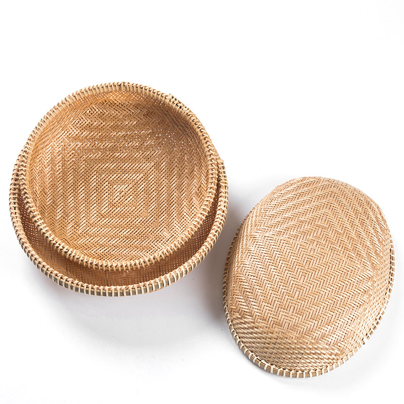 竹编收纳篮 茶道k盒茶点盘 果盘 手工精品沥水竹篮零食盘 圆形竹,特色手工艺,竹编/竹雕,淘宝优惠券,粉丝福利购,淘宝优惠卷