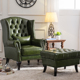 美式 乡村皮艺单人沙发老虎椅沙发C椅小户型客厅高背椅酒店阳台办