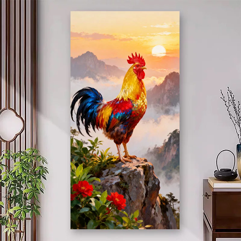 大公鸡镇宅雄鸡招财聚财画金鸡报晓吉祥富贵入户玄关背景墙装饰画