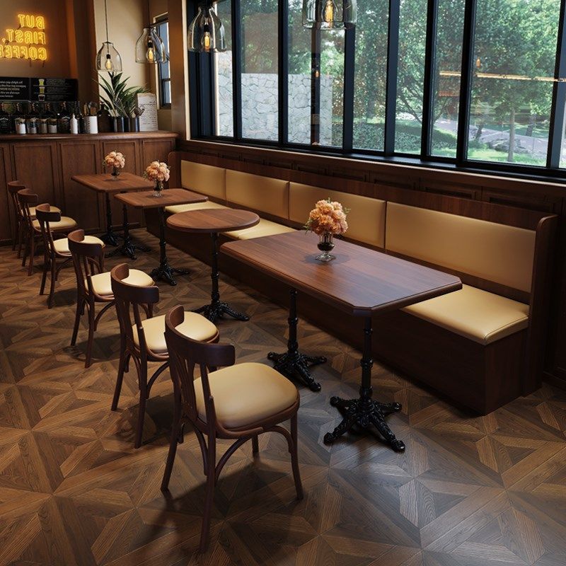 速发复古咖啡厅实木桌椅组合酒吧清馆商用餐饮店小茶吧奶酒店沙发