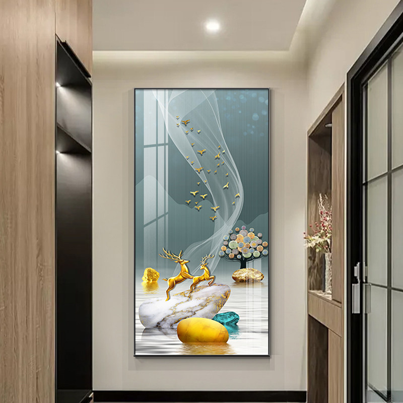 速发玄关画装饰画高档挂奢大气走廊过道画进门入户轻门正对画壁画