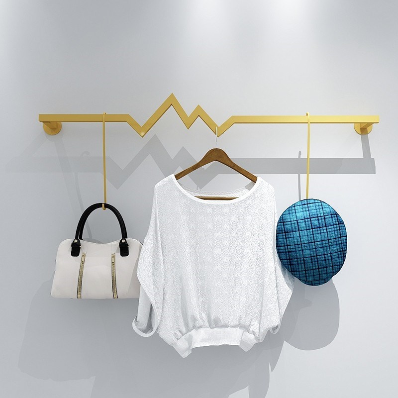 速发服装店衣服展示货金色服式架架架创意上墙装饰壁挂装挂衣架装