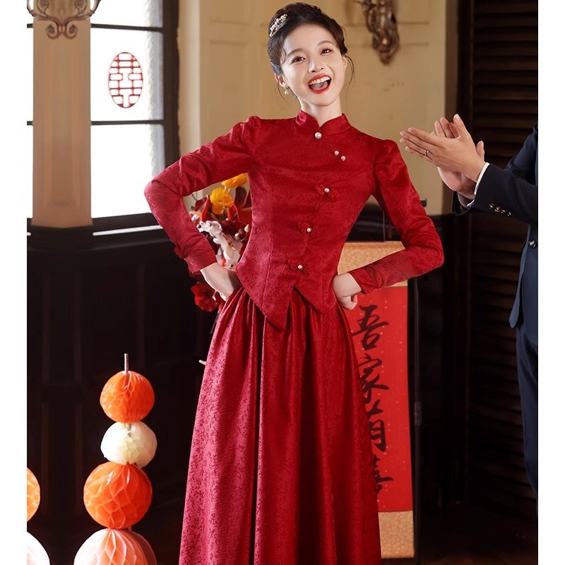 速发敬酒服2025新款新娘高级感红色新中式旗袍高端轻奢订婚礼服套