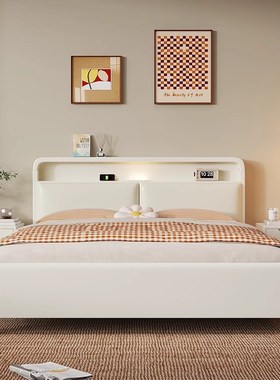 速发白色轻奢型木床1.8米双人床约.2m简1小户实单主卧大床