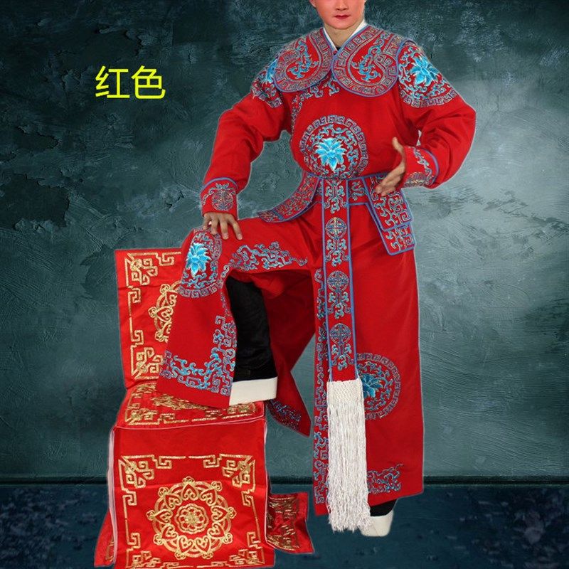 速发梨园新款戏曲京豫剧影视古装武将服装大将男武生服装演出团花