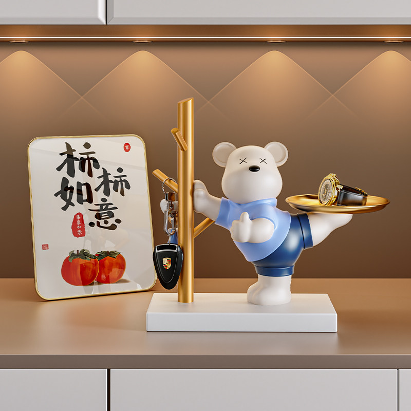 速发熊入户摆门口玄关装饰奢进件轻品高档走廊过道收纳奶油风