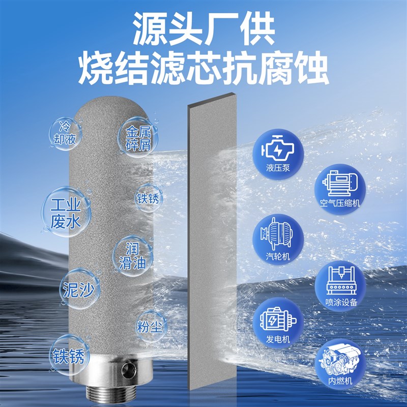 速发不锈钢粉末烧结滤芯6L0S钛棒滤芯上料机除尘锈蒸汽循环使用