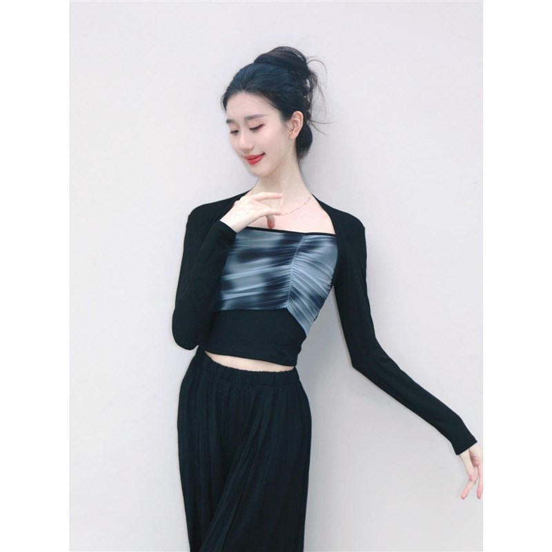 速发现代舞夏季舞蹈练功服上衣古典舞专业形体训练飘逸长袖服装艺