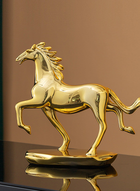 速发金厅客属生肖马摆件轻奢业档办公室招财装饰品开高马到成功工