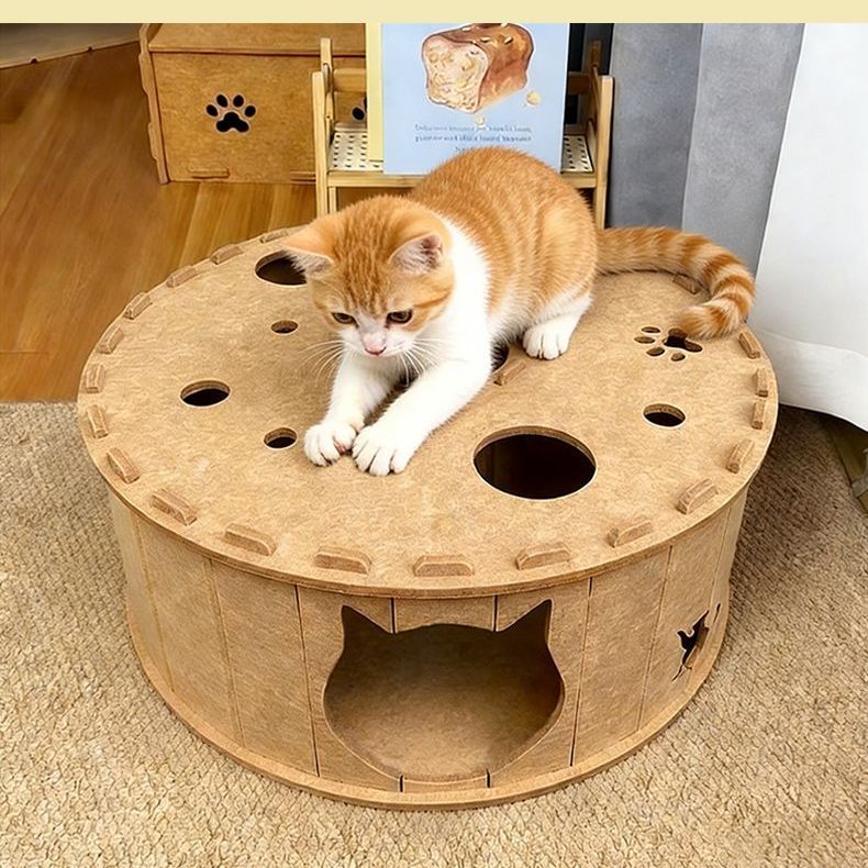 猫隧道迷宫钻洞半封闭躲避屋掏掏乐玩具花园甜甜圈毛毡猫窝可磨抓图片