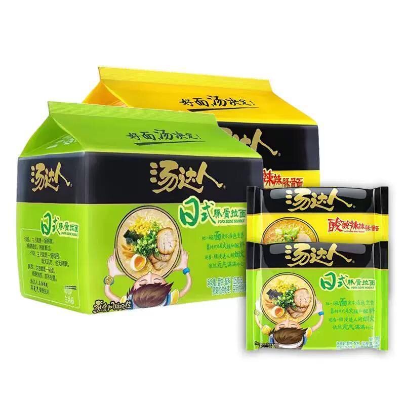 统一汤达人日式豚骨拉面五连包日式袋装酸辣宿舍夜宵
