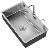 加厚SUSd304不锈钢水槽大单槽德国厨房家用洗菜盆手工拉丝洗碗池