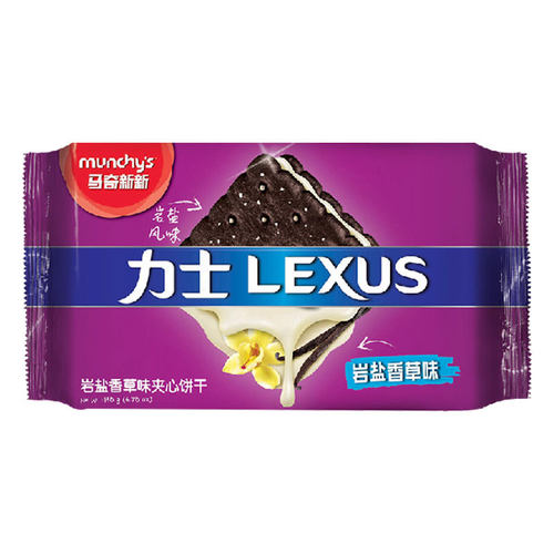 Munchy's马奇新新力士岩盐香草味夹心饼干190g办公室下午茶点心