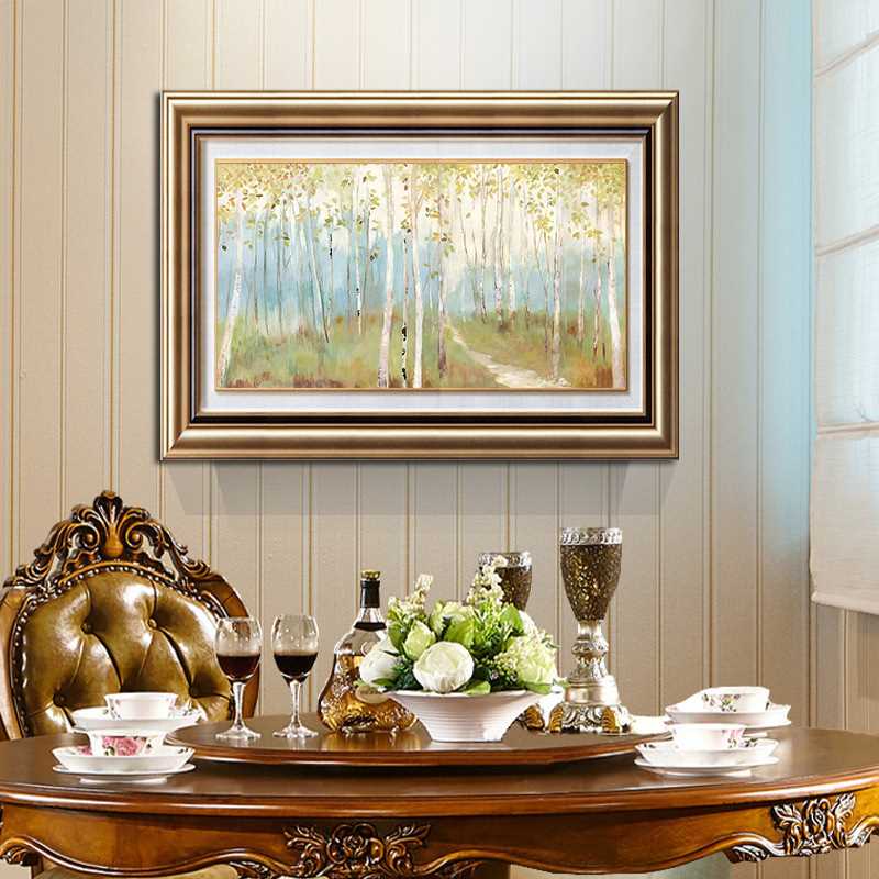 客厅装饰画发财树欧式餐厅挂画画卧室玄关酒店画床头美式油画墙壁图片