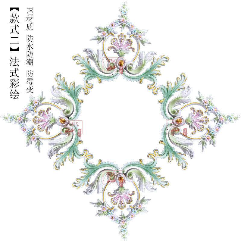 欧式PU角花天花花板顶装饰组合贴饰花仿膏线雕花HEL石角花装吊修