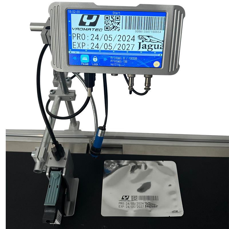 Yaomatec线式喷码机流水线生产纸日期批L号在OQPKGO箱瓶盖标签打