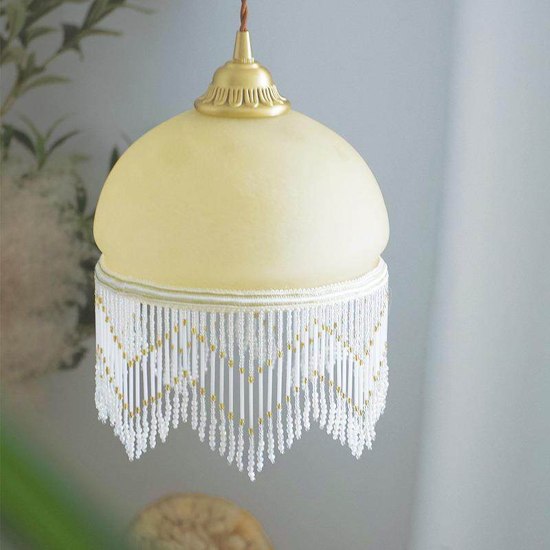 欧式复古卧清新465奶玻吊油吊灯法式璃流苏灯过道玄关室床头飘窗