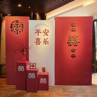 订婚背景置装饰摆UDI台出阁回门宴新布中式场板景立体kt网红套迎