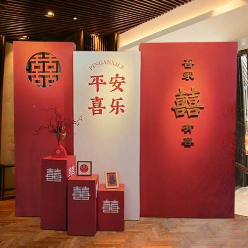 订婚背景置装饰摆UDI台出阁回门宴新布中式场板景立体kt网红套迎