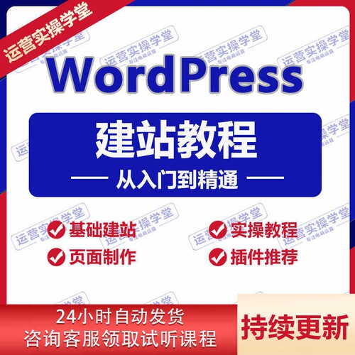 Wordpress新手入门自学建站视频教程外贸独立站个人网站搭建课程