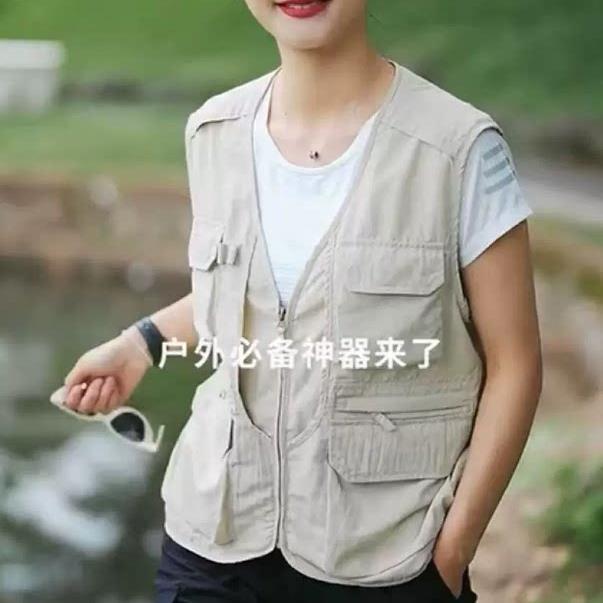 夏天多口袋马甲女外穿时尚薄款男女款户外机能摄影师坎肩工装背心图片
