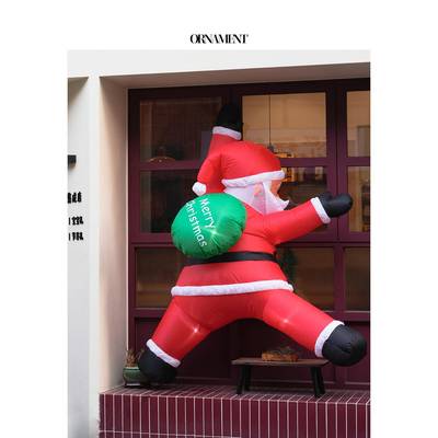 圣诞节气装户饰品外充爬墙圣诞老人氛耶诞745门头围挂饰场景布置